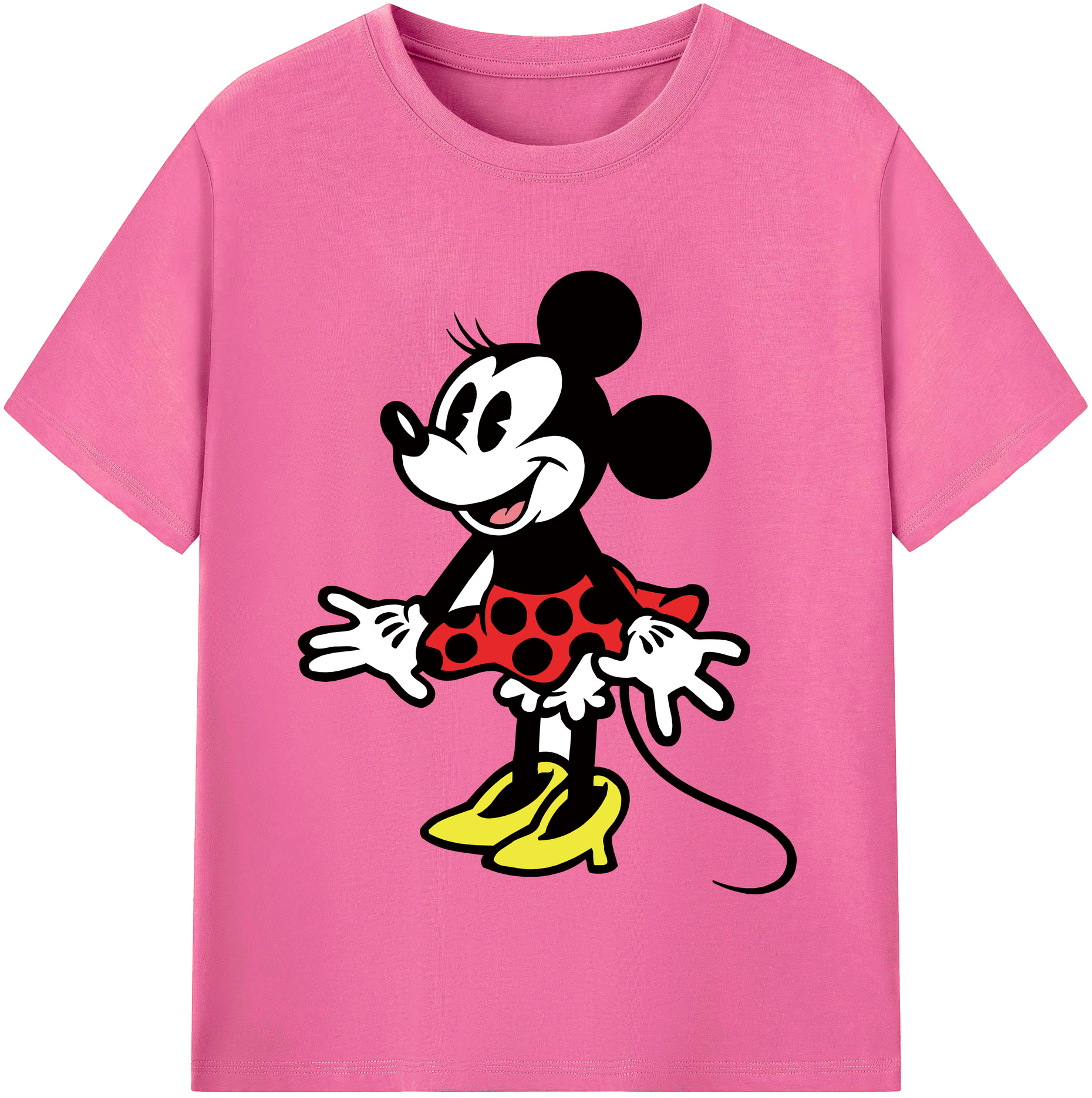（画像用） ミッキーマウス Mickey Mouse レディースカジュアルプリントTシャツ（綿100％）